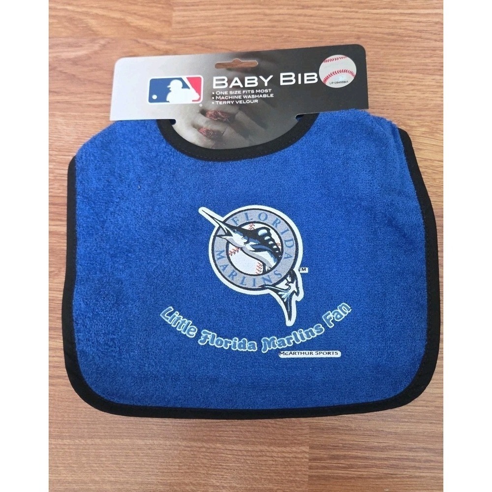 Florida Marlins Baby Bib MLB NEW Baseball Machine Washable Blue Snap Bib